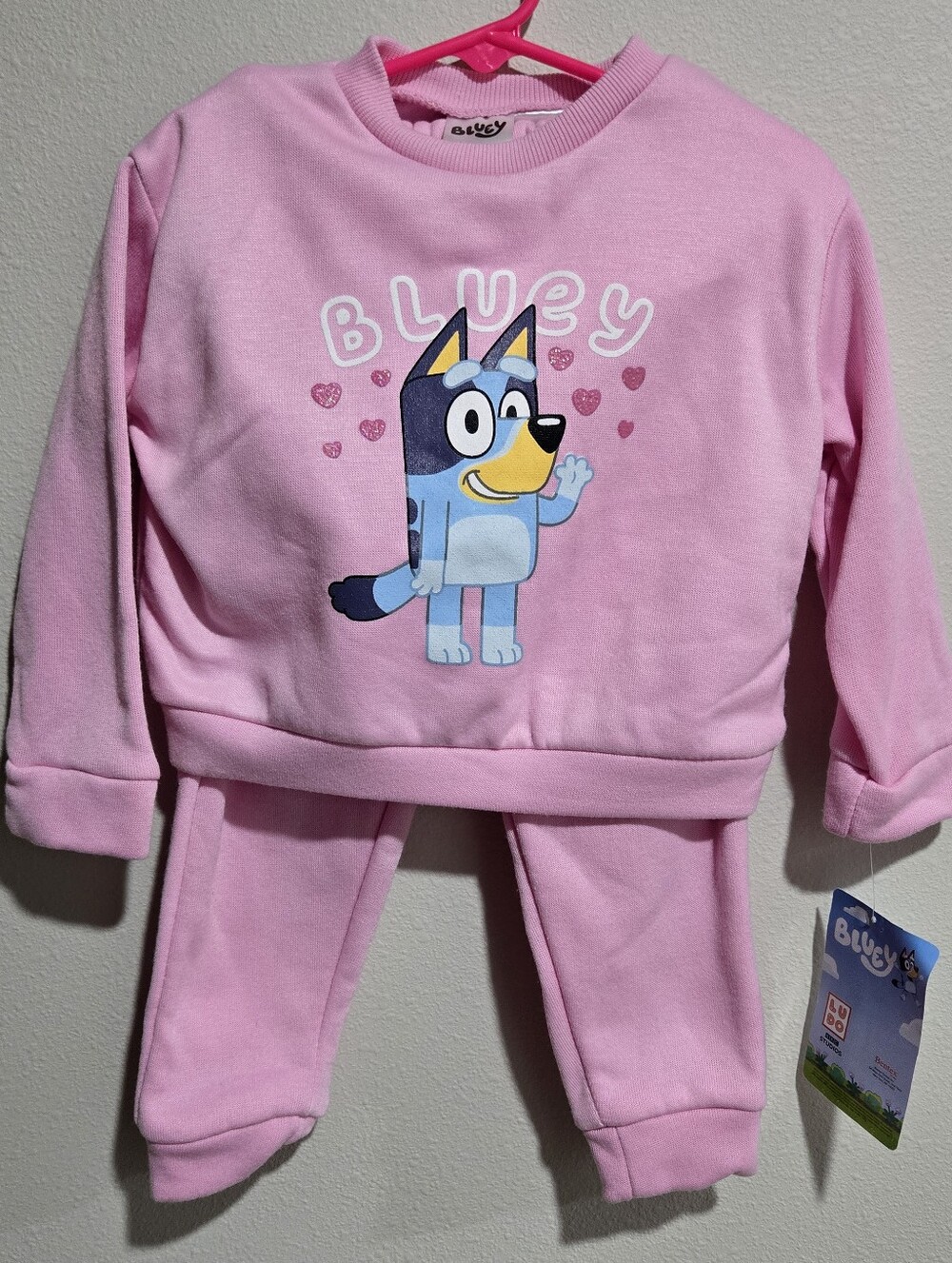 Bluey Baby 24 Month Pink Girls' Pajama Set - Character Sweatshirt & Pants